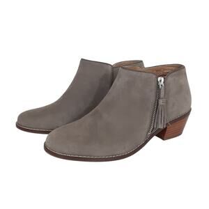 Vionic Serena Ankle Boot Taupe Suede Tassel Orthotic Booties Womens 7 Block Heel